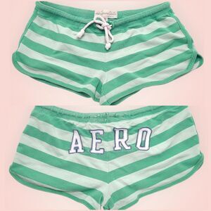 Vtg Y2K Aero Shorts Spell Out Booty Micro Mini Stripe Lounge Drawstring Size M